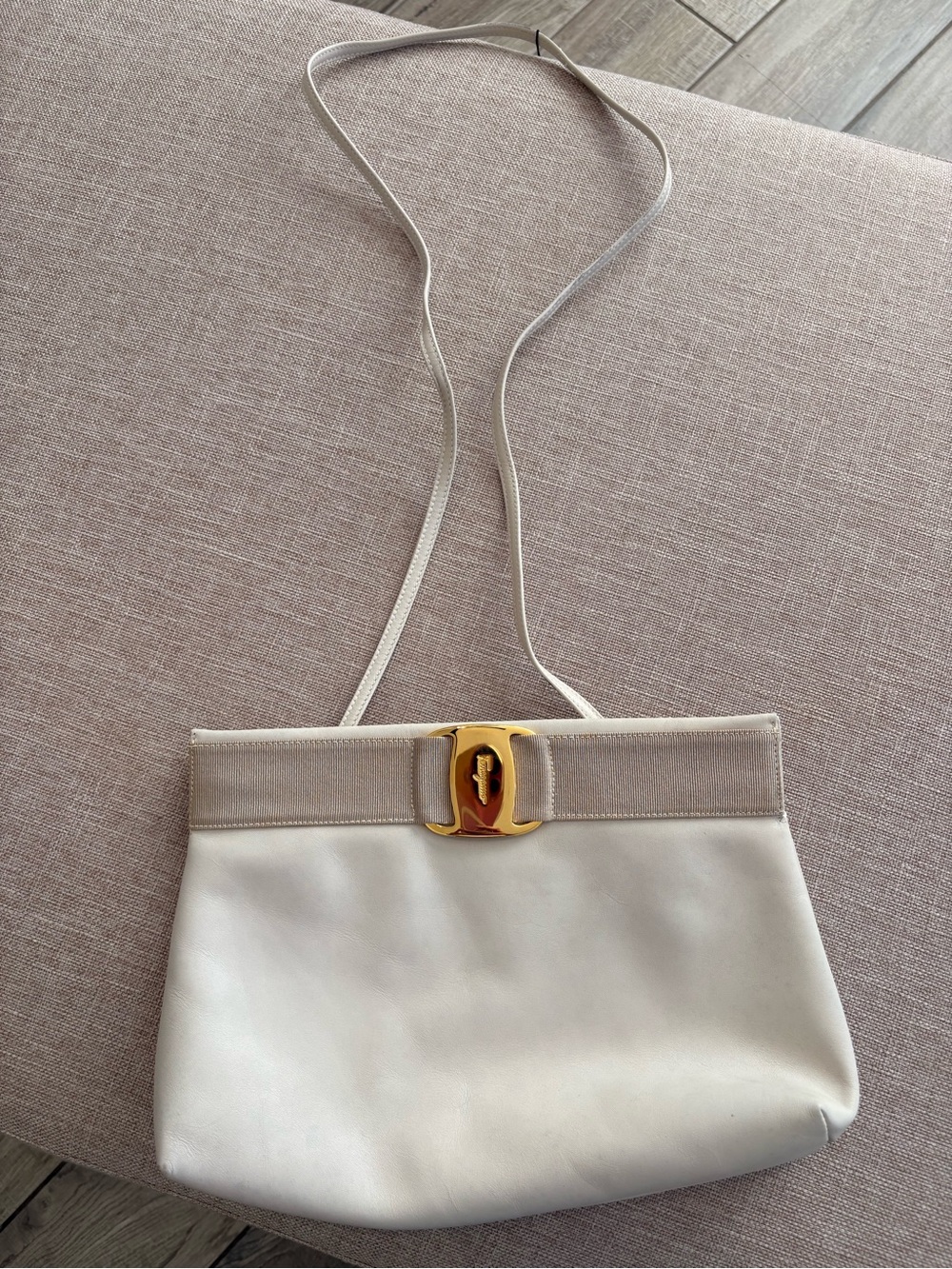 Vintage Salvatore Ferragamo Leather Ribbon Shoulder Bag with Original Tag